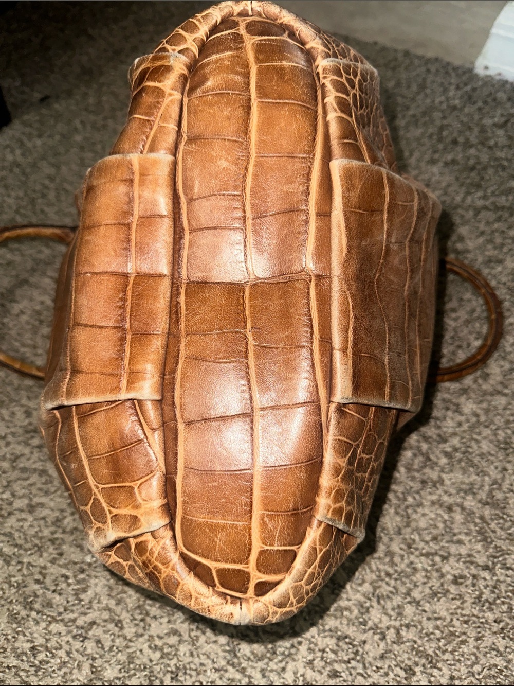 Coach Brown Croc-Embossed Leather Satchel with Gold Hardware - Picture 6 of 16